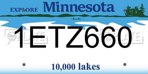 1ETZ660 Minnesota License Plate