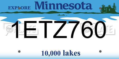 1ETZ760 Minnesota License Plate