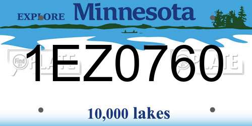 1EZ0760 Minnesota License Plate