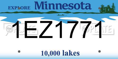 1EZ1771 Minnesota License Plate