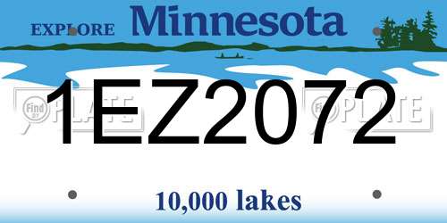 1EZ2072 Minnesota License Plate