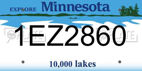 1EZ2860 Minnesota License Plate