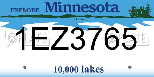 1EZ3765 Minnesota License Plate