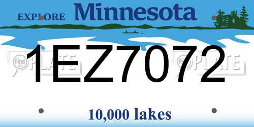 1EZ7072 Minnesota License Plate