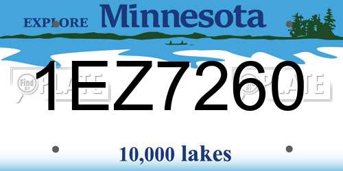 1EZ7260 Minnesota License Plate