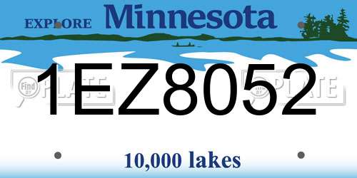 1EZ8052 Minnesota License Plate