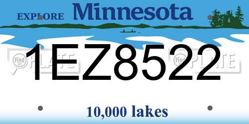 1EZ8522 Minnesota License Plate