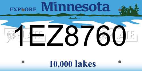 1EZ8760 Minnesota License Plate