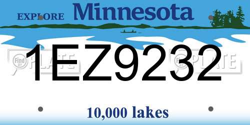 1EZ9232 Minnesota License Plate