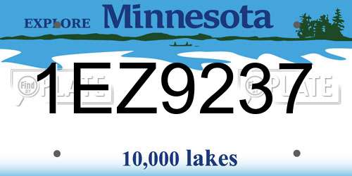 1EZ9237 Minnesota License Plate