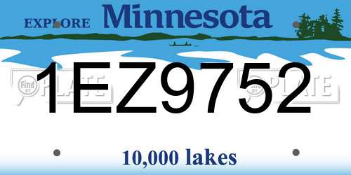 1EZ9752 Minnesota License Plate