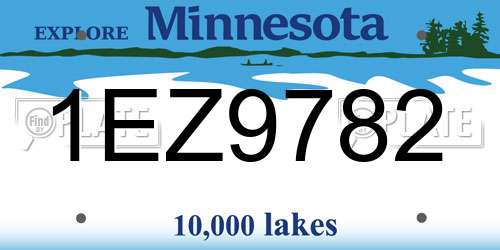 1EZ9782 Minnesota License Plate