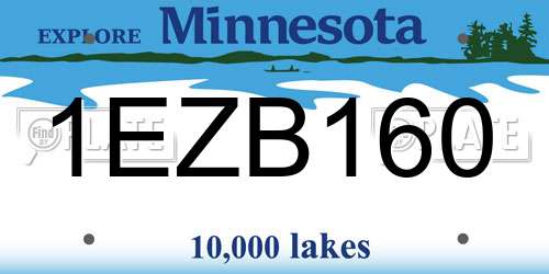 1EZB160 Minnesota License Plate