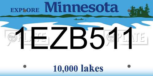 1EZB511 Minnesota License Plate