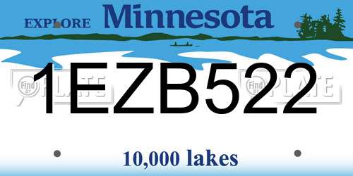 1EZB522 Minnesota License Plate
