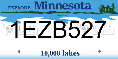 1EZB527 Minnesota License Plate