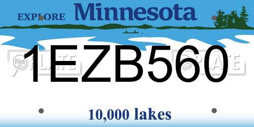 1EZB560 Minnesota License Plate