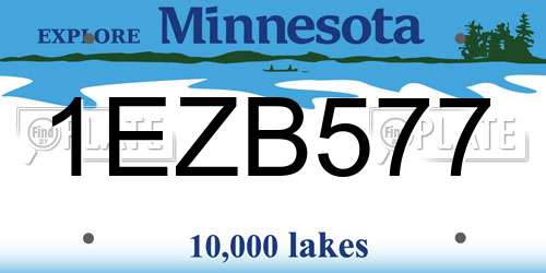 1EZB577 Minnesota License Plate