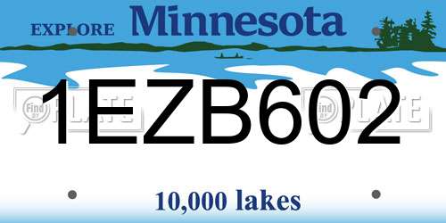 1EZB602 Minnesota License Plate