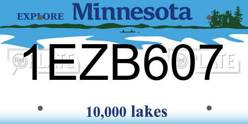 1EZB607 Minnesota License Plate