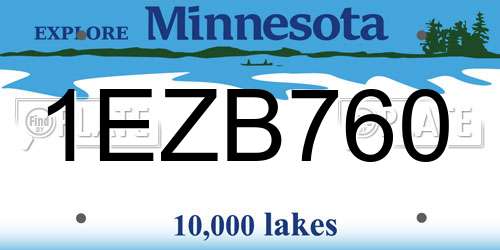 1EZB760 Minnesota License Plate