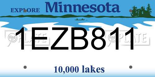 1EZB811 Minnesota License Plate