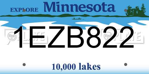 1EZB822 Minnesota License Plate
