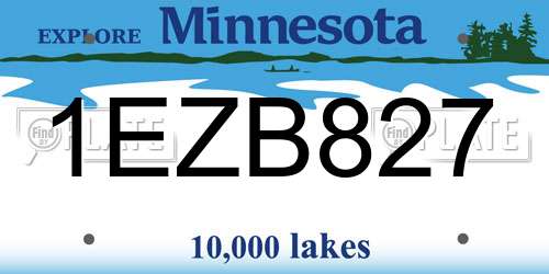 1EZB827 Minnesota License Plate