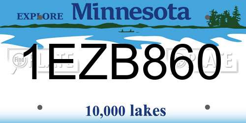 1EZB860 Minnesota License Plate