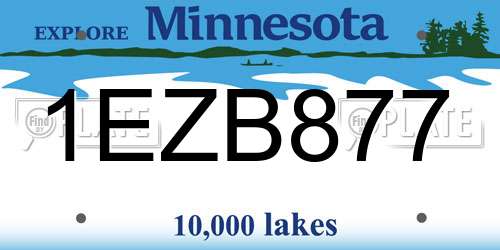 1EZB877 Minnesota License Plate