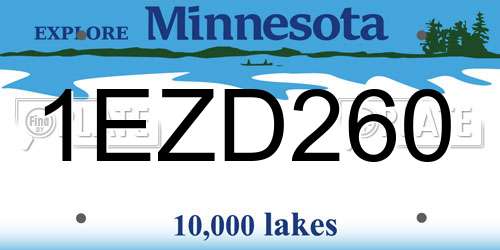 1EZD260 Minnesota License Plate