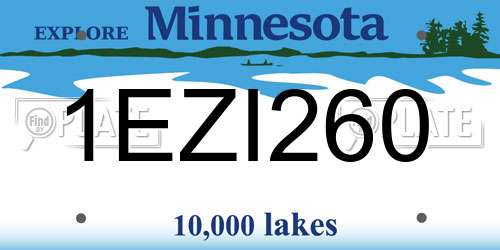 1EZI260 Minnesota License Plate