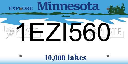 1EZI560 Minnesota License Plate