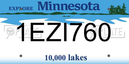 1EZI760 Minnesota License Plate