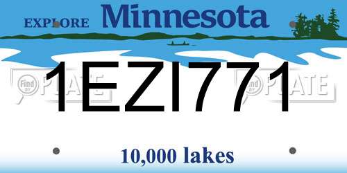 1EZI771 Minnesota License Plate