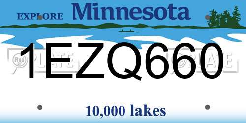 1EZQ660 Minnesota License Plate