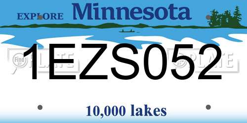 1EZS052 Minnesota License Plate