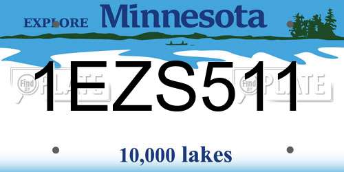 1EZS511 Minnesota License Plate