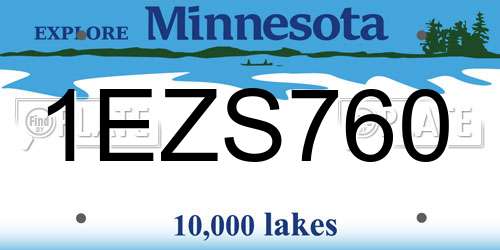 1EZS760 Minnesota License Plate