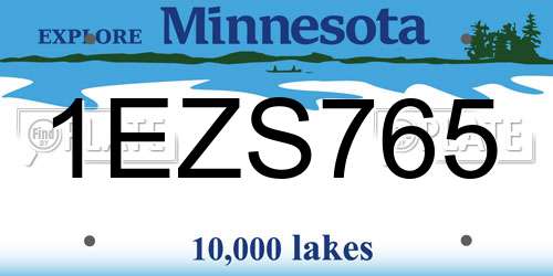 1EZS765 Minnesota License Plate