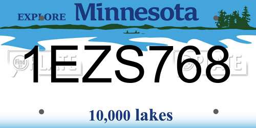 1EZS768 Minnesota License Plate