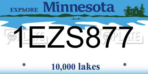 1EZS877 Minnesota License Plate