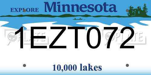 1EZT072 Minnesota License Plate