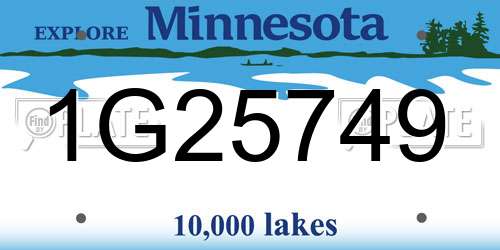 1G25749 Minnesota License Plate