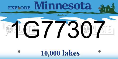 1G77307 Minnesota License Plate