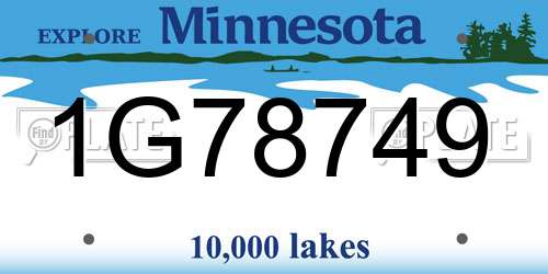 1G78749 Minnesota License Plate