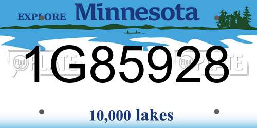 1G85928 Minnesota License Plate