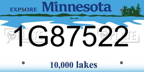 1G87522 Minnesota License Plate