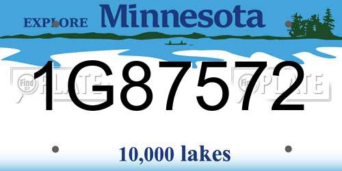 1G87572 Minnesota License Plate