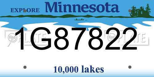 1G87822 Minnesota License Plate